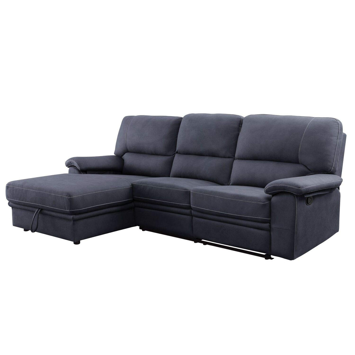 Acme Trifora Reclining Storage Sectional Sofa in Dark Gray Fabric