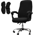 Melaluxe Office Chair Cover with Armrest Covers, Universal Stretch Desk Chair Cover, Computer Chair Slipcovers (Size: L) - Black