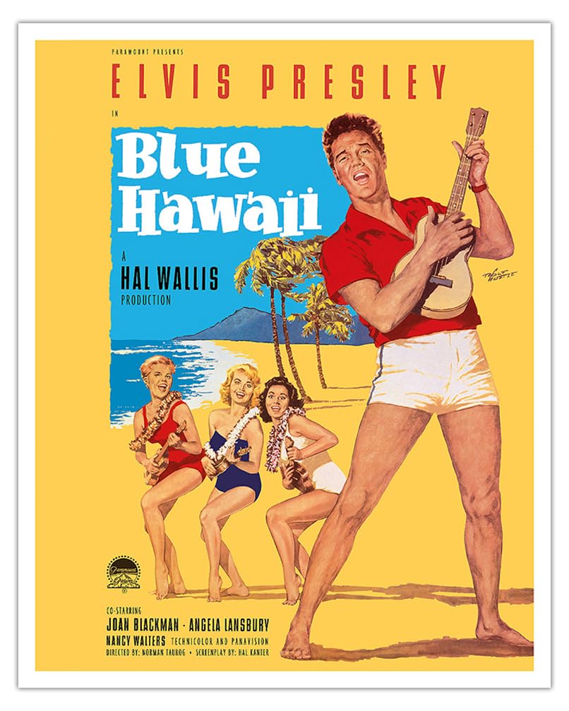 Elvis Presley in Blue Hawaii - Vintage Film Movie Poster by Rolf Goetze c.1961 - Fine Art Matte Paper Print (Unframed) 16x20in
