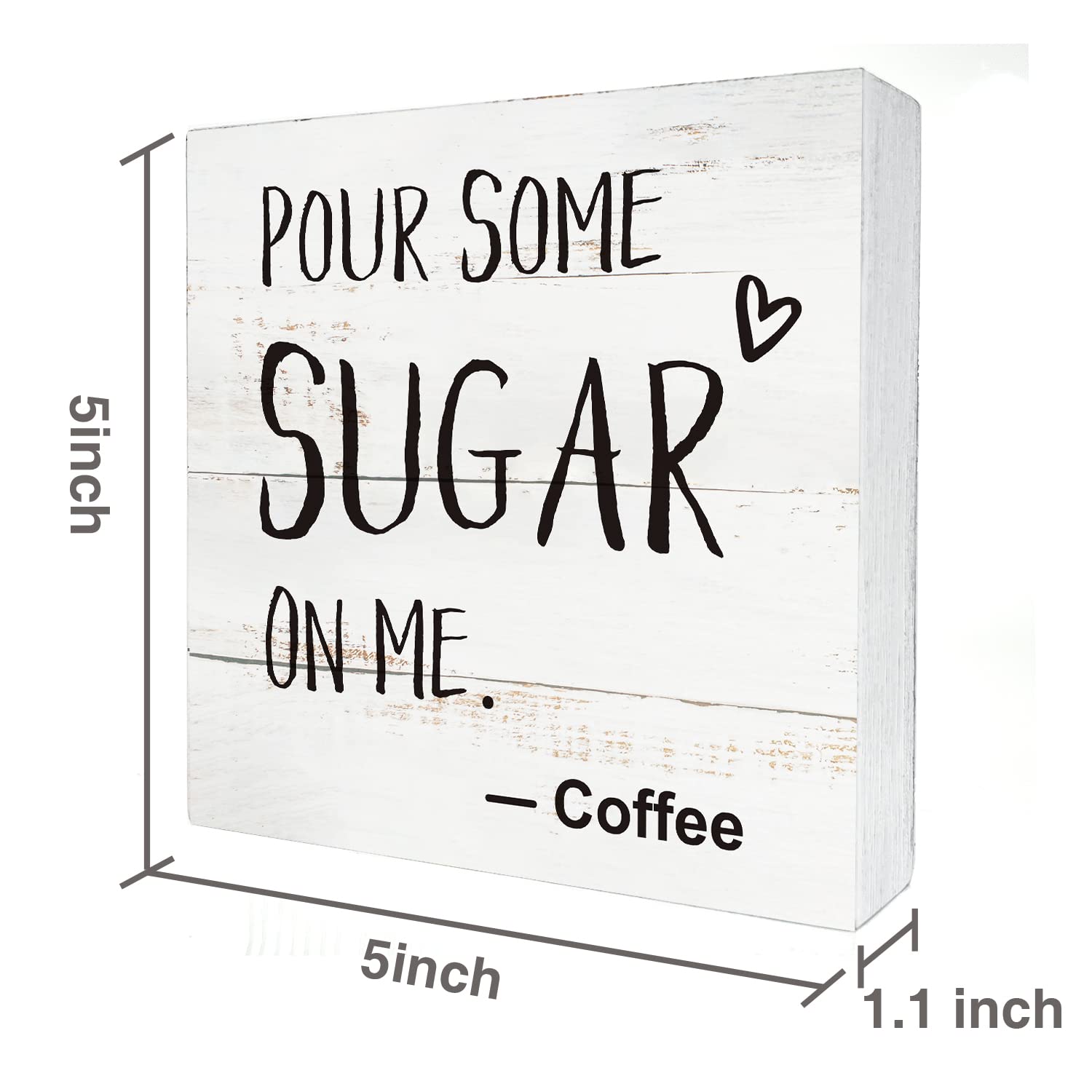 Coffee Wood Box Sign Kitchen Home Decor, Rustic Funny Pour Some Sugar On Me Wooden Box Sign Block Plaque For Wall Tabletop Desk