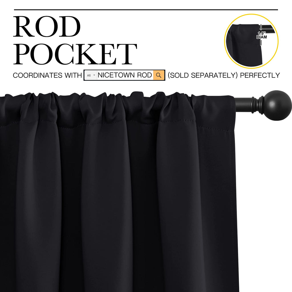 Nicetown Halloween Black Out Window Curtains - Solid Home Decor Thermal Insulated Blackout Drapes For Bedroom, Privacy Assured P