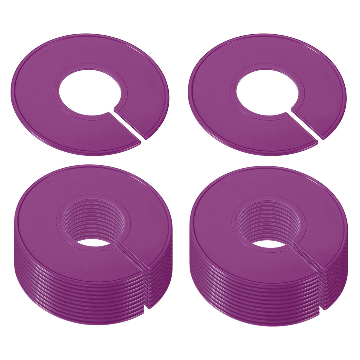 PATIKIL Clothes Dividers, 24 Pack Clothing Rack Size Dividers Blank Labels Sorting Round Separator for Closet, Purple