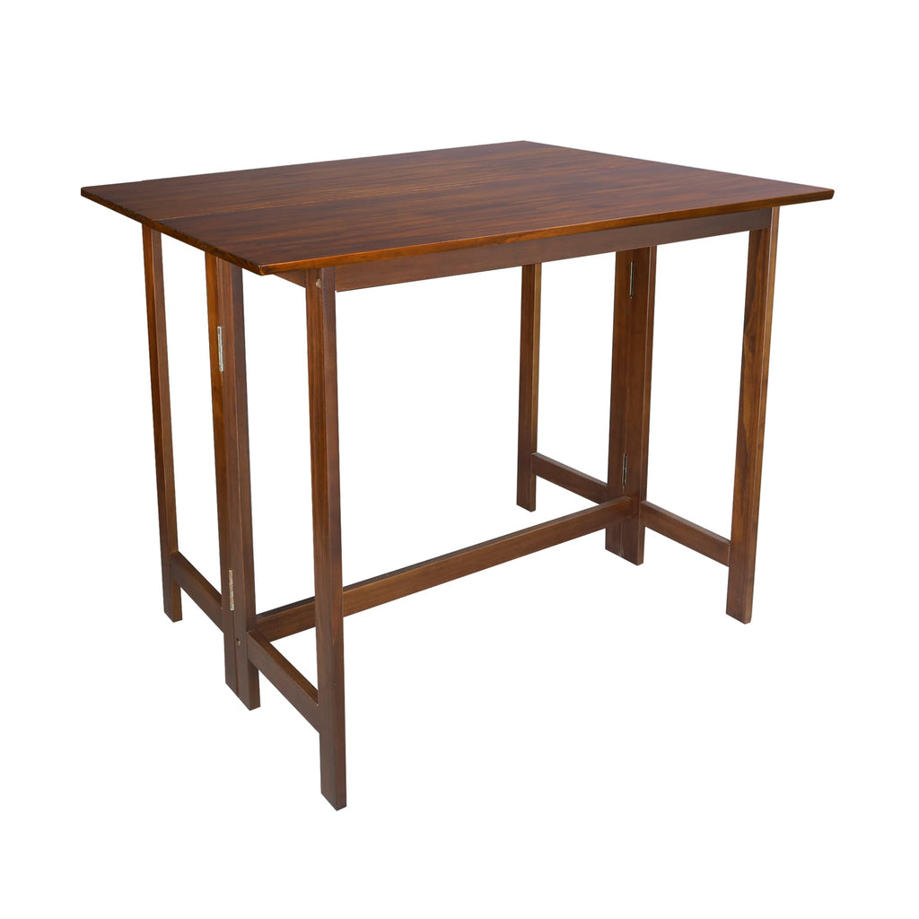 Casual Home Solid Wood Flip-Top Folding Console To Dining Convertible Table