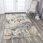 Rizzy Home Alora Decor Lapis 9' X 12' Floral Blue/Gray/Beige/Orange Hand-Tufted Area Rug