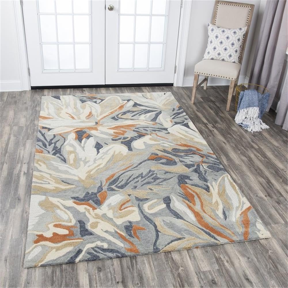 Rizzy Home Alora Decor Lapis 9' X 12' Floral Blue/Gray/Beige/Orange Hand-Tufted Area Rug