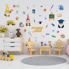 Alibbon Welcome Back To School Wall Stickers For Classroom, Gnome Stickers For Kids, First Day Of School Stickers For Children,