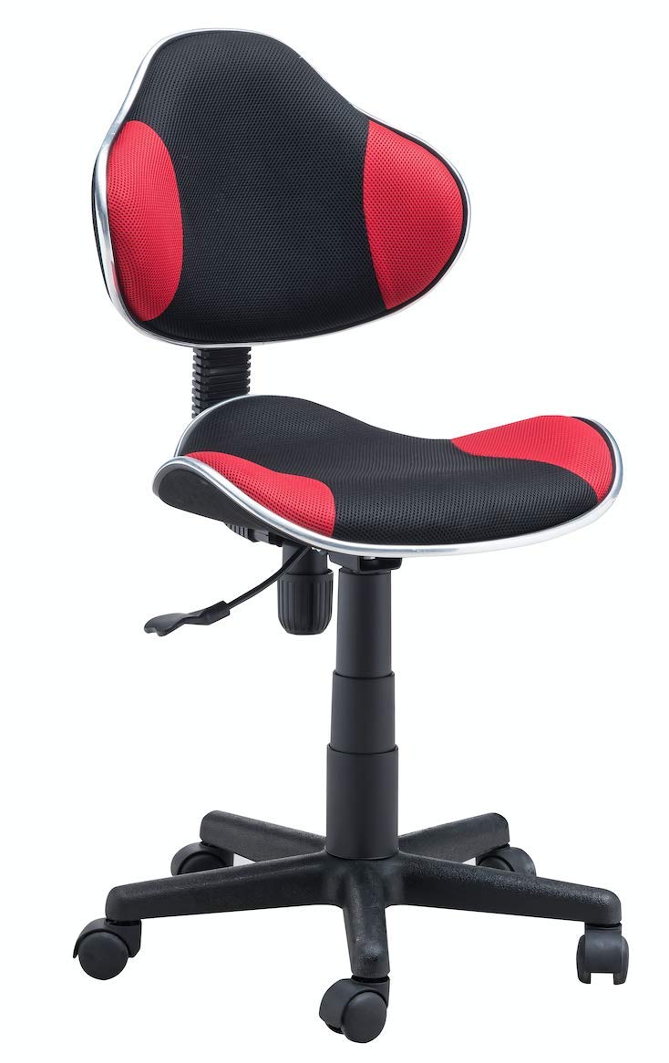 Jjs Home Office Low Back Computer Executive Chair, Ergonomic Mesh Chair With Extra Large Base And Pads, Black/Red