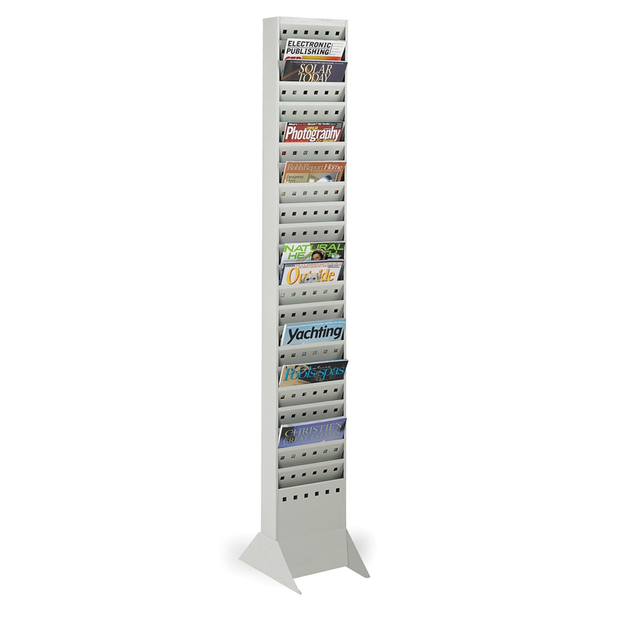 Safco Products 4322GR Steel Magazine Rack, 23 Pocket, Light Gray,65.5x10x4