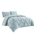 Wpm 3 Piece Microfiber Comforter Set Pinch Pleat Pintuck Down Alternative Bedding - All Season Blue Bedroom Decor- Jn1 (Blue, Ki