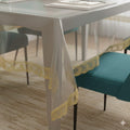 CASANEST Thick PVC Golden lace Waterproof Rectangular Dining Table Cover 1012 Seater 60x120 inches, Transparent trans005(PVC, P