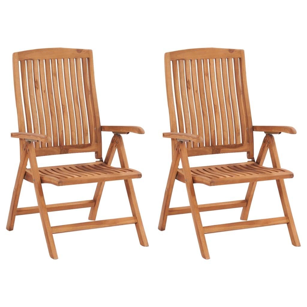 Reclining Garden Chairs 2 pcs Solid Teak Wood