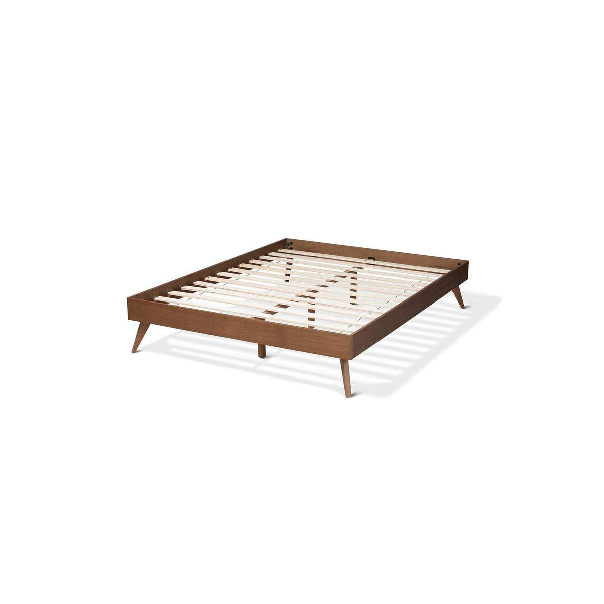 Baxton Studio Lissette Mid-Century Modern Walnut Brown Finished Wood King Size Platform Bed Frame