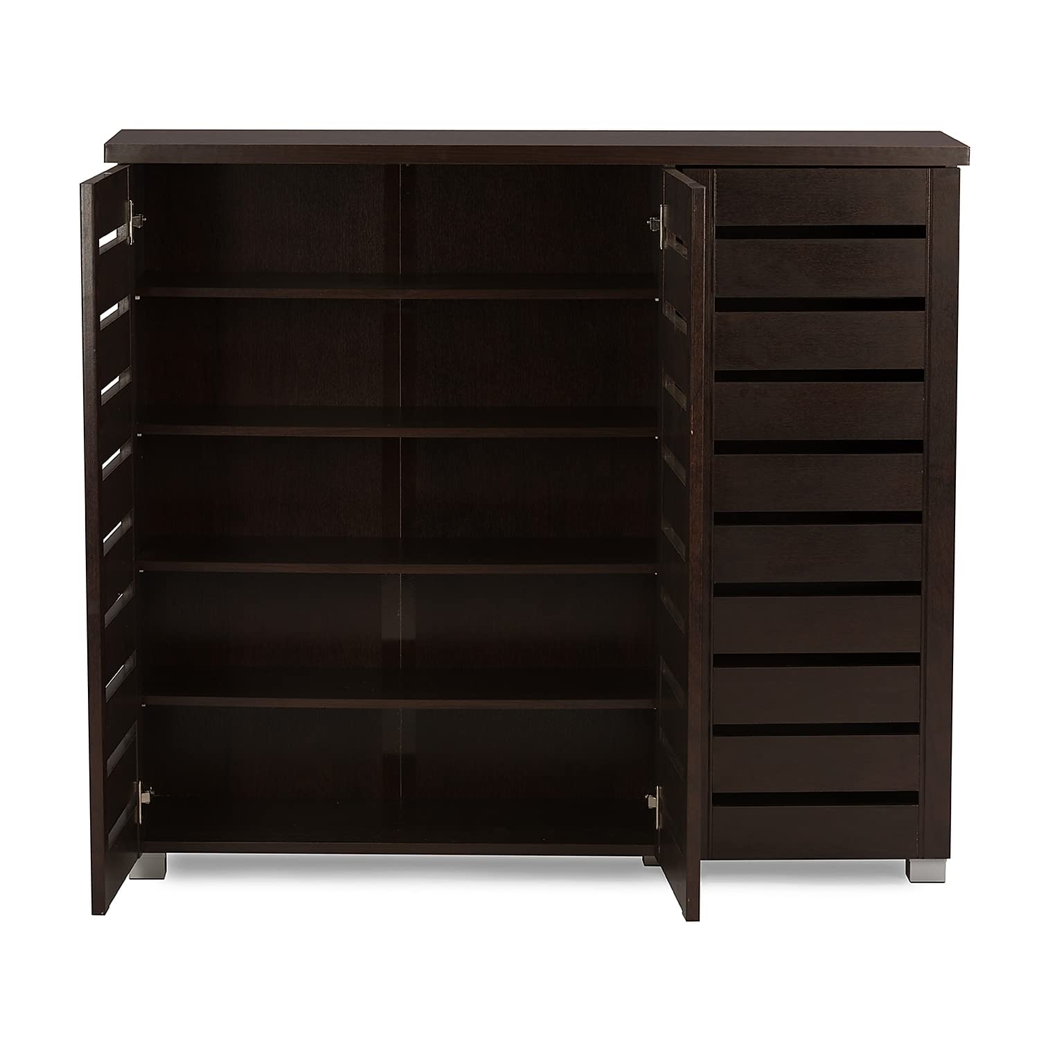 Baxton Studio Adalwin 3-Door Shoe Storage Cabinet, Dark Brown (118-6517-HiT)