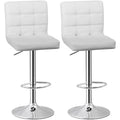SUPER DEAL Set of 2 Bar Stools for Kitchen, Modern PU Leather Swivel Adjustable Counter Height Swivel Stool with Square Back (2,