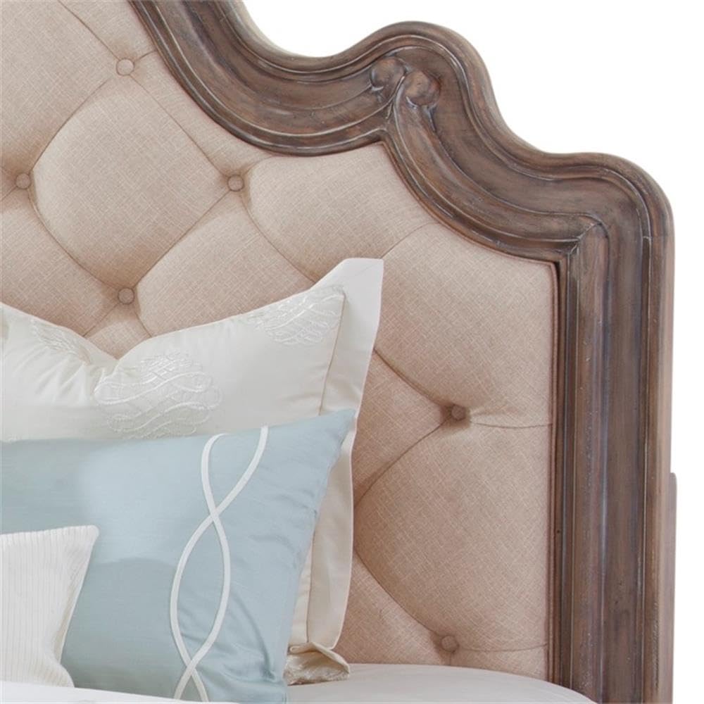 American Woodcrafters Genoa Queen Tufted Gray Upholstered Wood Headboard