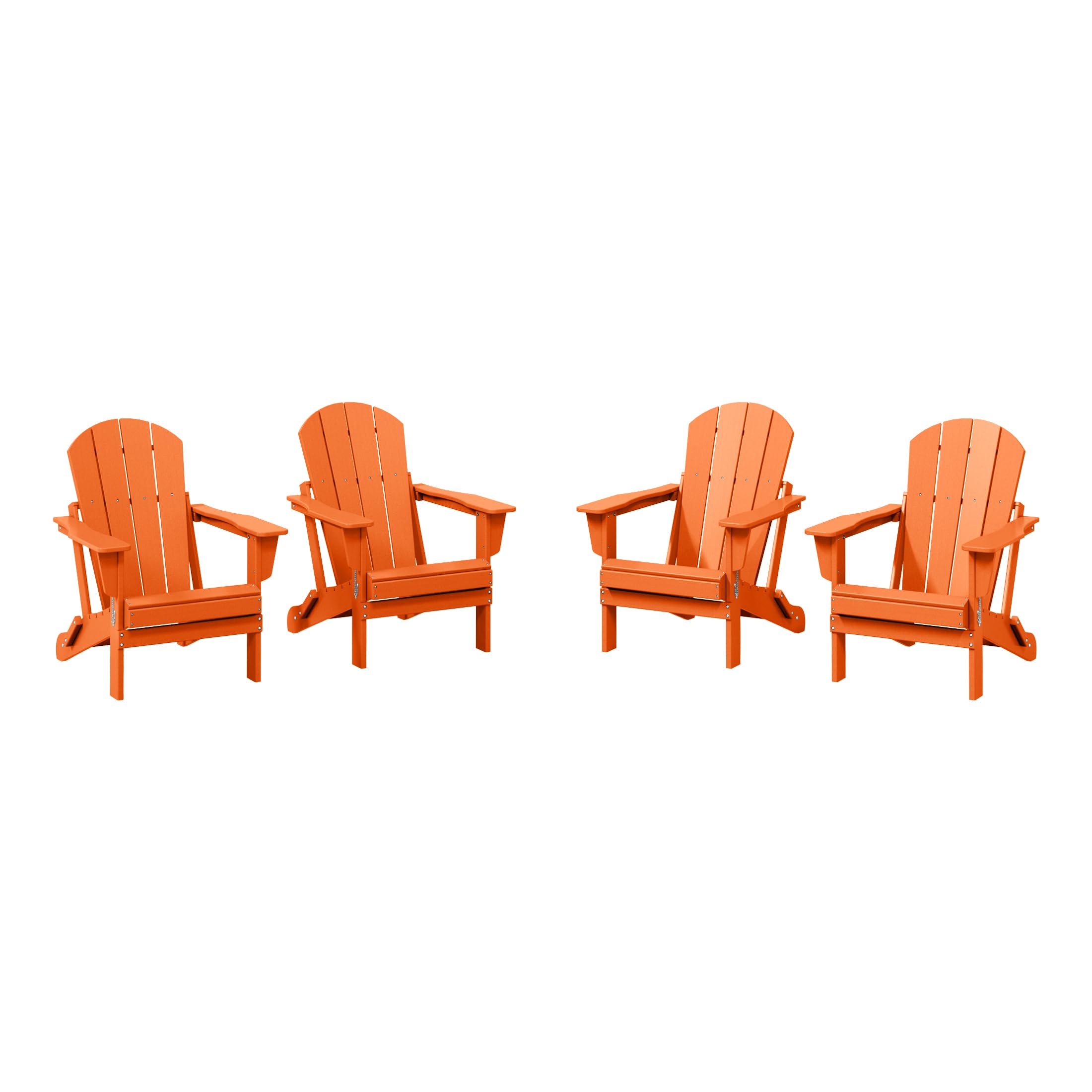 Westintrends Outdoor Adirondack Chairs Set Of 4, Plastic Fire Pit Chair, Weather Resistant Folding Patio Lawn Chair For Outside Deck Garden Backyardf Balcony, Orange
