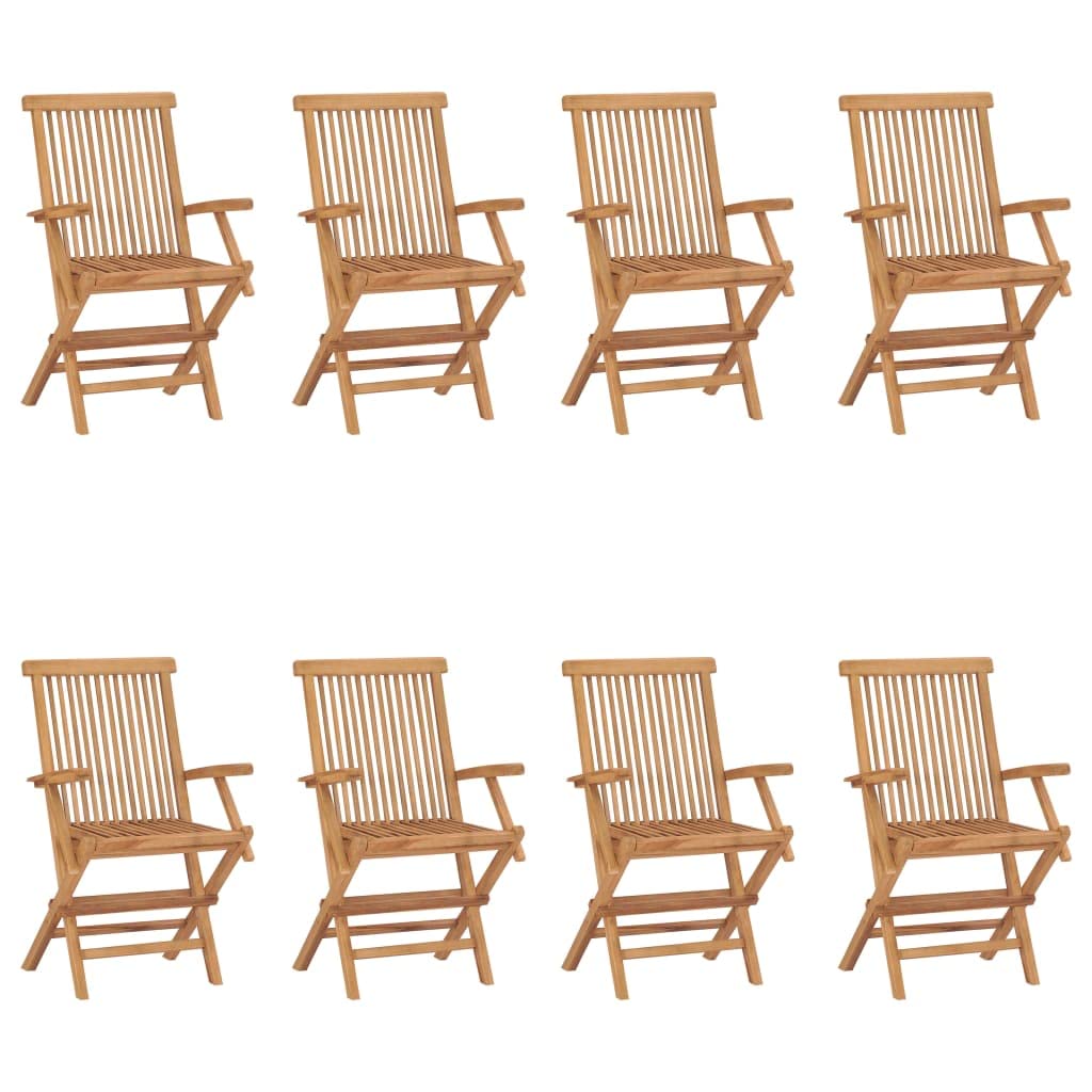 vidaXL 8 pcs Folding Patio Chairs - Durable and Weather Resistant Solid Teak Hardwood - No Assembly Required - Easy Storage