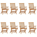 vidaXL 8 pcs Folding Patio Chairs - Durable and Weather Resistant Solid Teak Hardwood - No Assembly Required - Easy Storage