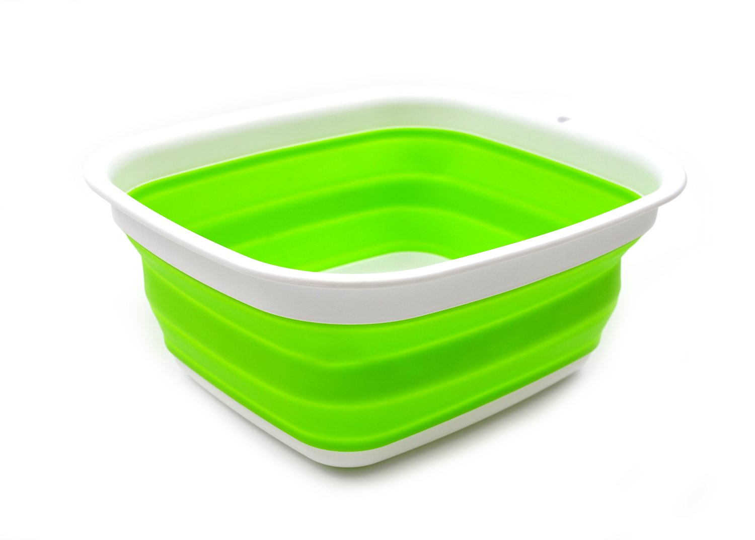 SAMMART 7.7L (2 Gallon) Collapsible Tub - Foldable Dish Tub - Portable Washing Basin - Space Saving Plastic Washtub (Green, S)