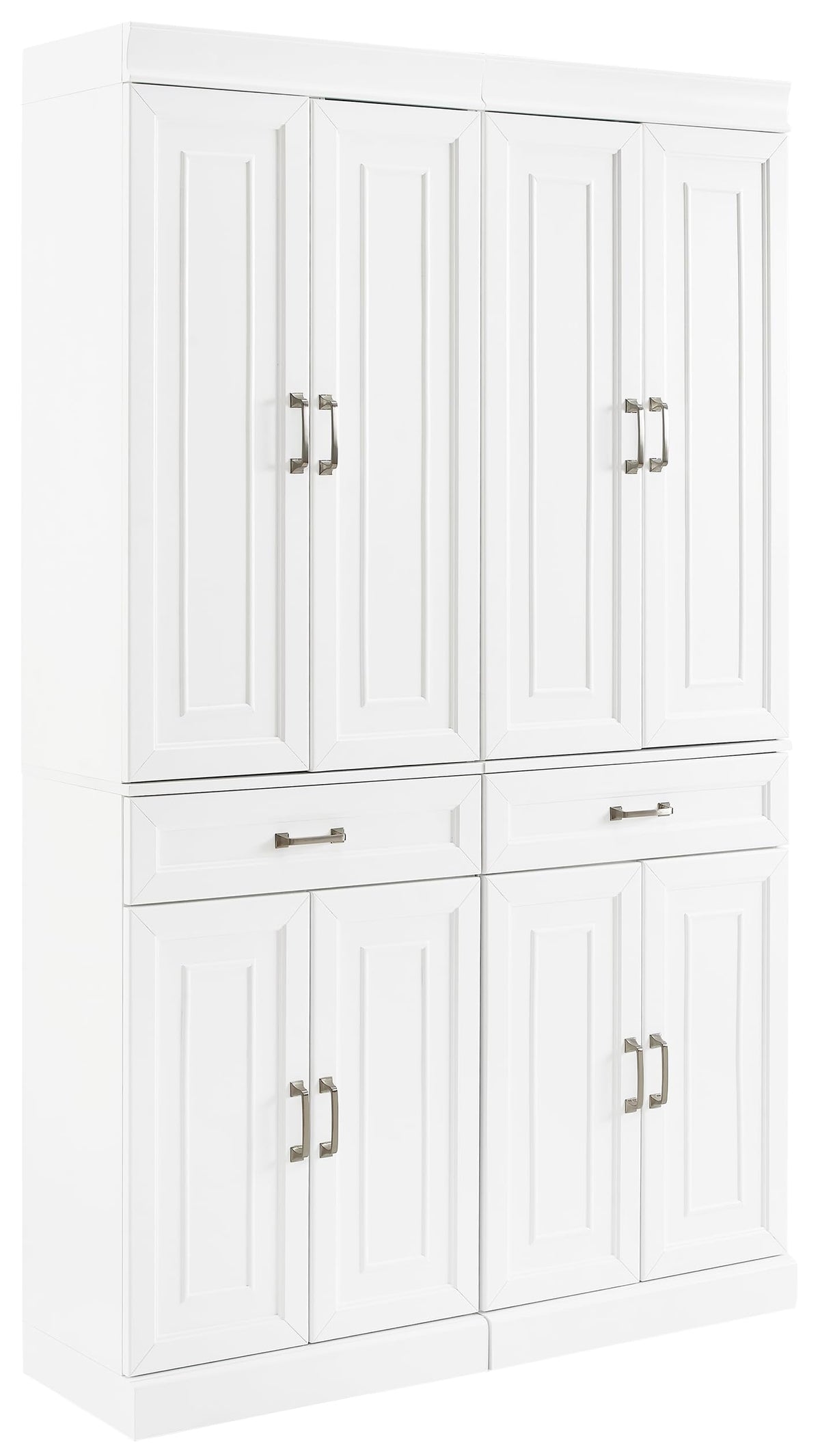 Crosley Furniture Stanton 2-Piece Pantry Storage Cabinet Set with Shelves, Kitchen, Dining, or Laundry Room, White