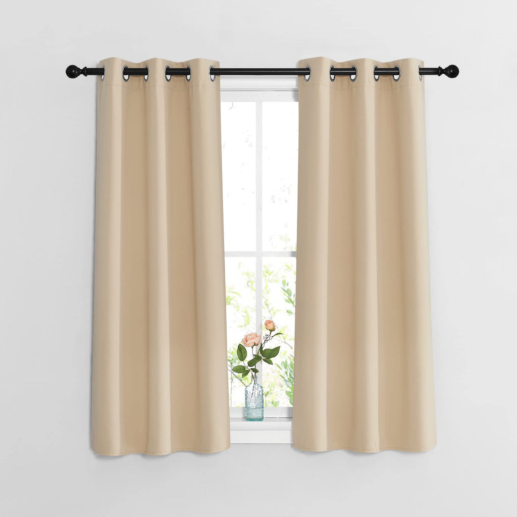 Nicetown Bedroom Blackout 48 Inch Curtains And Drapes - Window Treatment Thermal Insulated Solid Grommet Room Darkening For Bedr