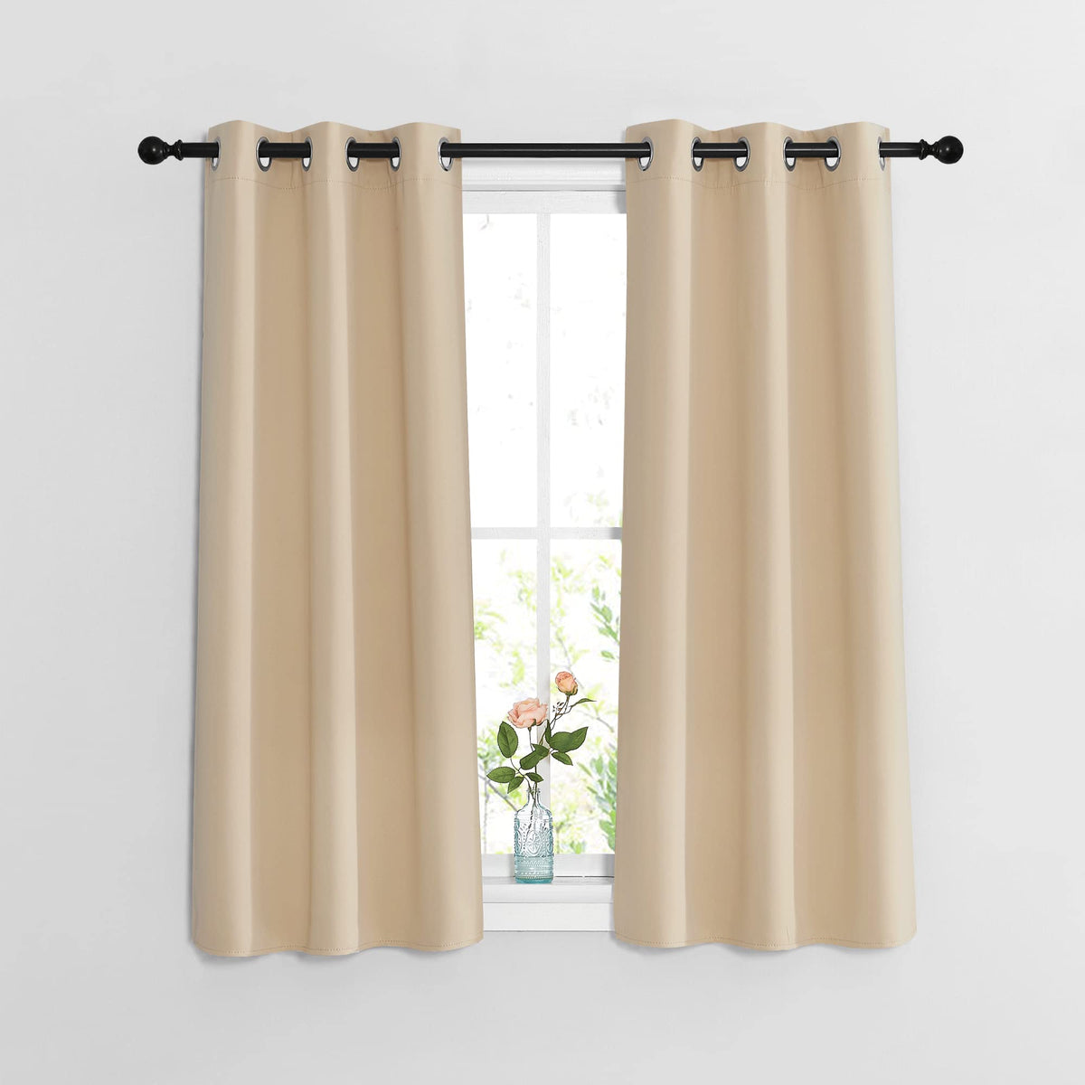 Nicetown Bedroom Blackout 48 Inch Curtains And Drapes - Window Treatment Thermal Insulated Solid Grommet Room Darkening For Bedr
