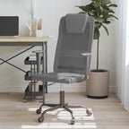 vidaXL Gray Office Chair - Breathable Mesh Fabric and Faux Leather, Adjustable Height with 360-Degree Swivel, Rolling Castors, Solid Metal and Plywood Frame