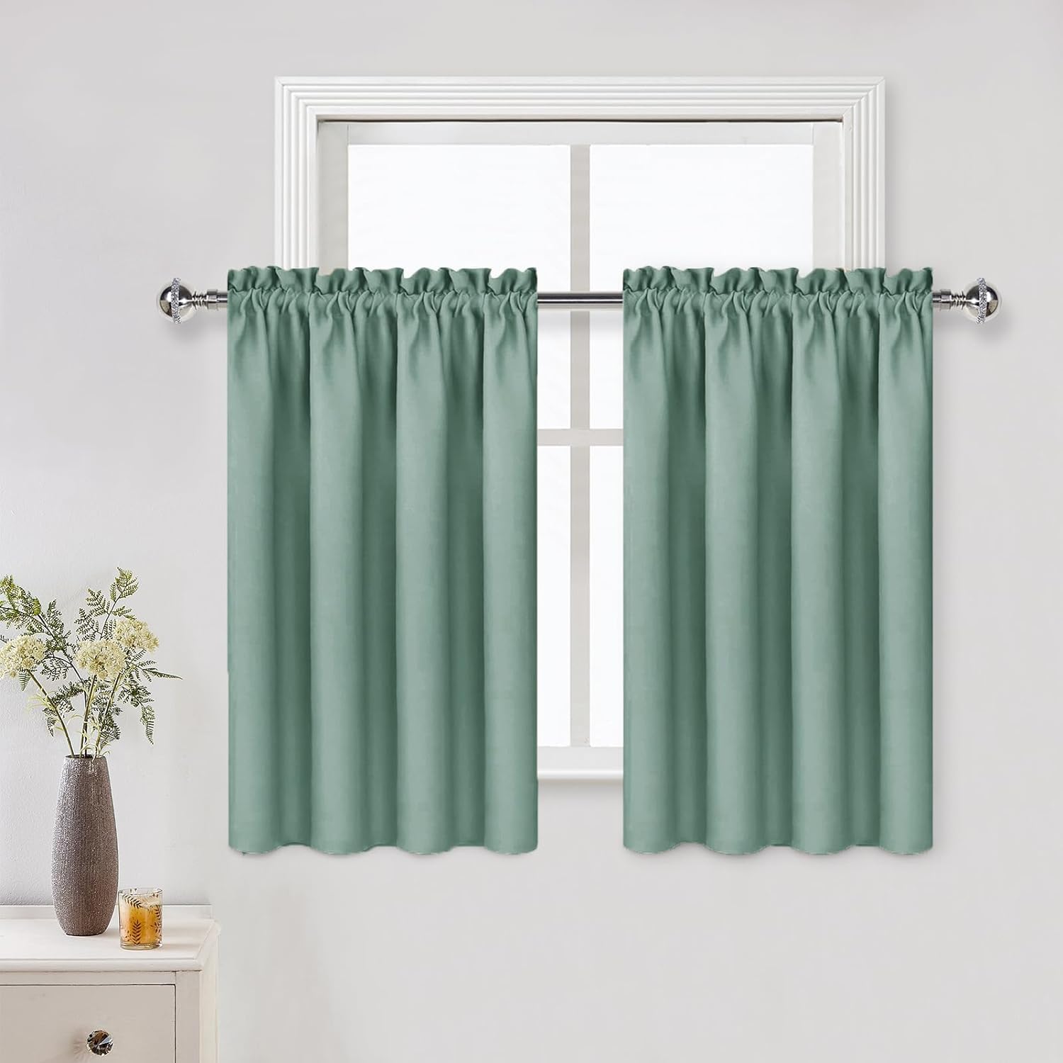 Dwcn Blackout Curtains For Living Room Thermal Insulated, Energy Saving & Noise Reducing Bedroom Curtains, Sage Green, W 52X L 3