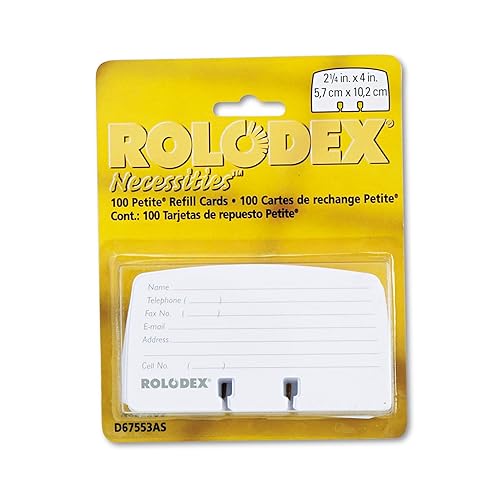 Rolodex Card File Refills, Ruled, 2 1/4' X 4', White, Pack Of 100
