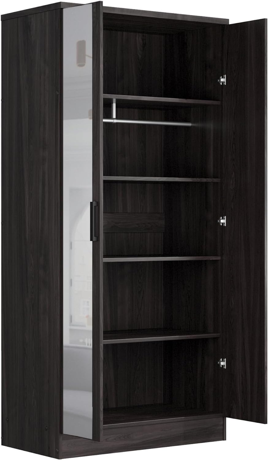 Woodpeckers Furniture And Mattress 2 Doors Wardrobe Mirrored Door (Tobacco)