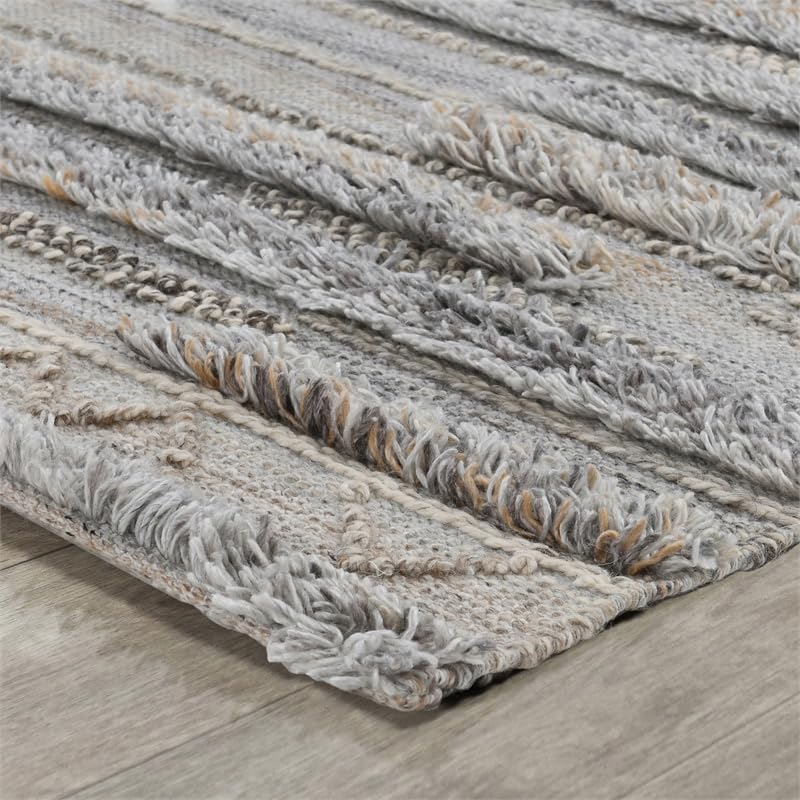 Kosas Home Fallon 24 X 36 Striped Polyester Fabric Area Rug In Gray