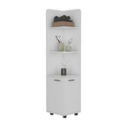 Depot E-Shop Vestal Tall Corner Cabinet With 3-Tier Shelf And 2-Door, White