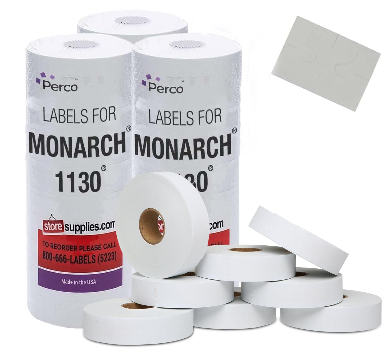 White Pricing Labels For Monarch 1130 Pricing Gun - 3 Sleeves, 75,000 Price Gun Labels - With Bonus Ink Rolls