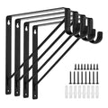 AYAYGD 4PCS Heavy Duty Black Closet Rod Brackets 11 x 11 Inch,1-3/8Inch Diameter Shelf and Rod Bracket Holder for Home and Close