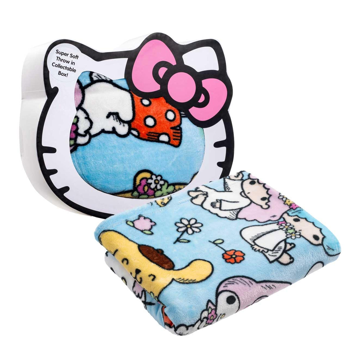 Hello Kitty Throw Blanket With Gift Box - Throw Measures 46 X 60 Inches - Super Soft Special Edition Fleece Bedding