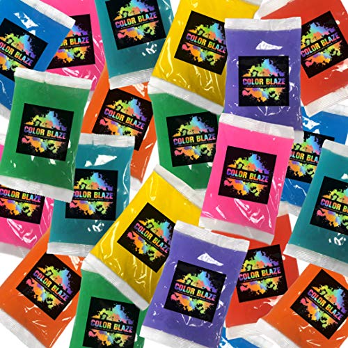 Color Blaze 25 Holi Color Powder Packets - 75 g Each - Pack of 8 Multi Colored Powders - Pink, Red, Orange, Yellow, Green, Teal,
