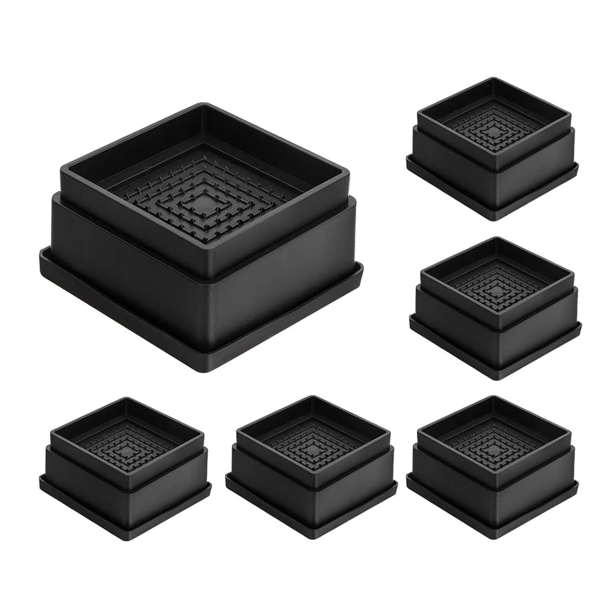 Mymulike Bed Risers 1 Inch, Set Of 6, Stackable Bed Furniture Lift 1, 2 Inch, Adjustable Heavy Duty Bed Lifts Risers With Rubber