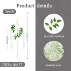 Fake White Wisteria, 5 Pack White Flower Vines, White Wisteria Hanging Flowers, 3.77 Feet White Artificial Wisteria Flowers, Whi