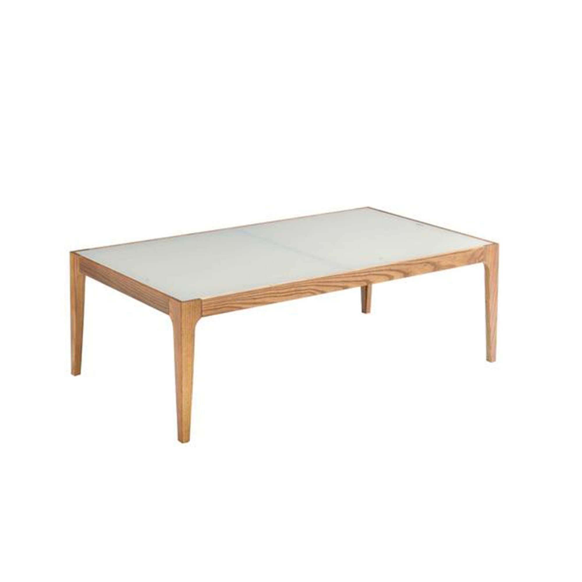 Benjara Wooden Frame Rectangular Coffee Table With Beveled Tempered Glass Top, Brown And Clear