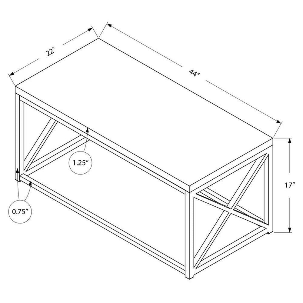 Monarch Specialties Modern Coffee Table for Living Room Center Table with Metal Frame, 44 Inch L, Glossy White / Chrome