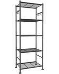 Sakugi Storage Shelves - 5-Tier Large Capacity Shelf Organizer with Hooks, Heavy-Duty Garage Shelving with Leveling Feet, Wobble