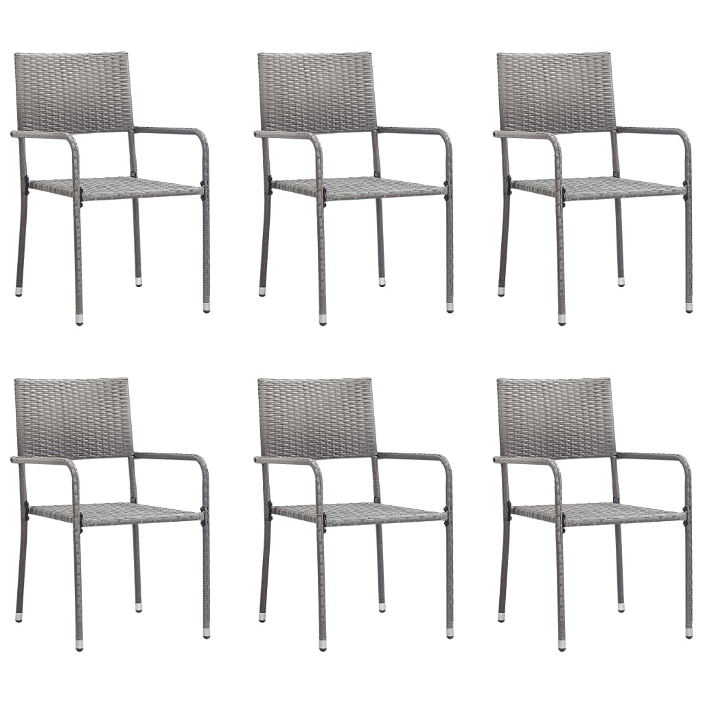 vidaXL Patio Dining Set 7 Piece Garden Outdoor Yard Terrace Balcony Backyard Table and Chair Seat Seating Furniture Poly Rattan Anthracite and Gray