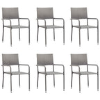 vidaXL Patio Dining Set 7 Piece Garden Outdoor Yard Terrace Balcony Backyard Table and Chair Seat Seating Furniture Poly Rattan Anthracite and Gray