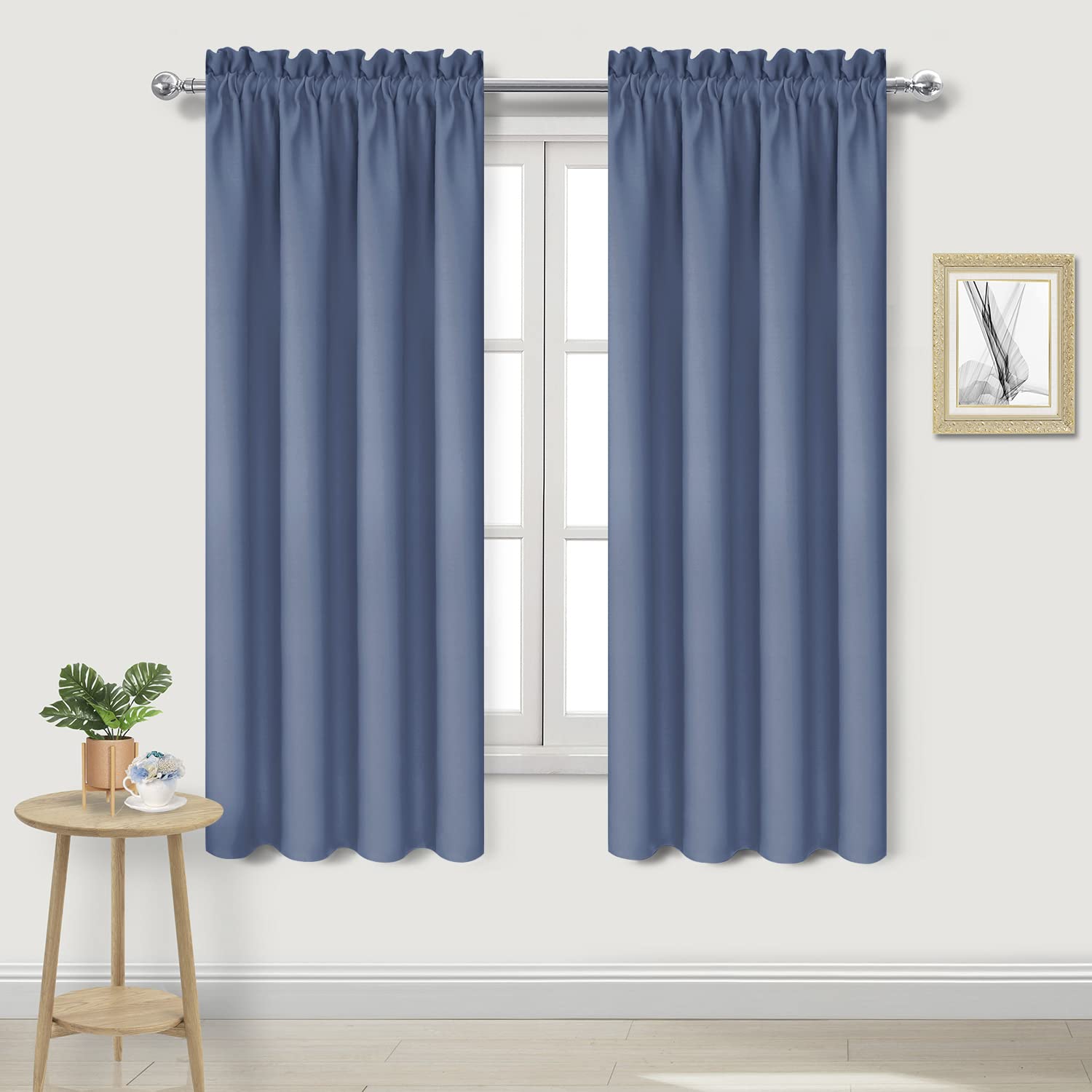 Dwcn Blackout Curtains - Thermal Insulated, Energy Saving & Noise Reducing Bedroom And Living Room Curtains, Dusty Blue, W 42X L