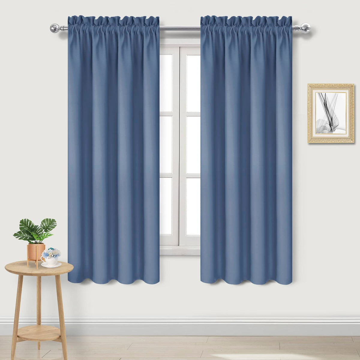 Dwcn Blackout Curtains - Thermal Insulated, Energy Saving & Noise Reducing Bedroom And Living Room Curtains, Dusty Blue, W 42X L