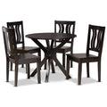 Baxton Studio Mare Dark Brown Wood 5-Piece Dining Table and Chair Set
