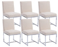 Cimota Modern Dining Chairs Set Of 6, Upholstered Dining Room Chairs Armless Guest Side Chair With Chrome Base For Dining Room/K