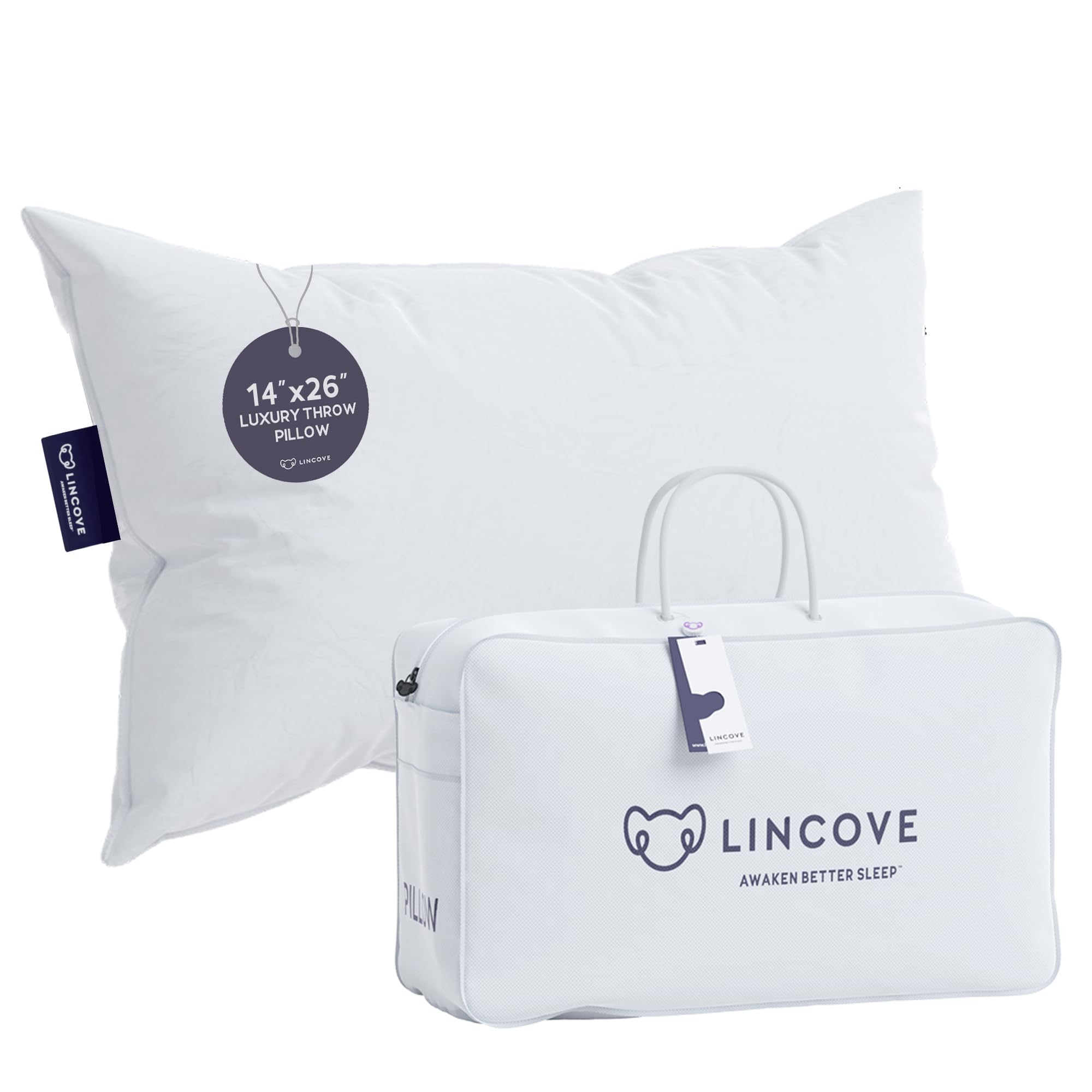 Lincove Euro Throw Pillow Insert Square 14'X26' Pillow - Made In Canada, 100% Cotton Shell, Down Alternative Filling, Vegan-Fr