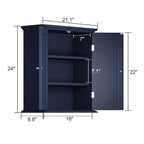 Choochoo Bathroom Wall Cabinet, Over The Toilet Space Saver Storage Cabinet, Medicine Cabinet With 2 Door And Adjustable Shelves, Cupboard, Navy Blue