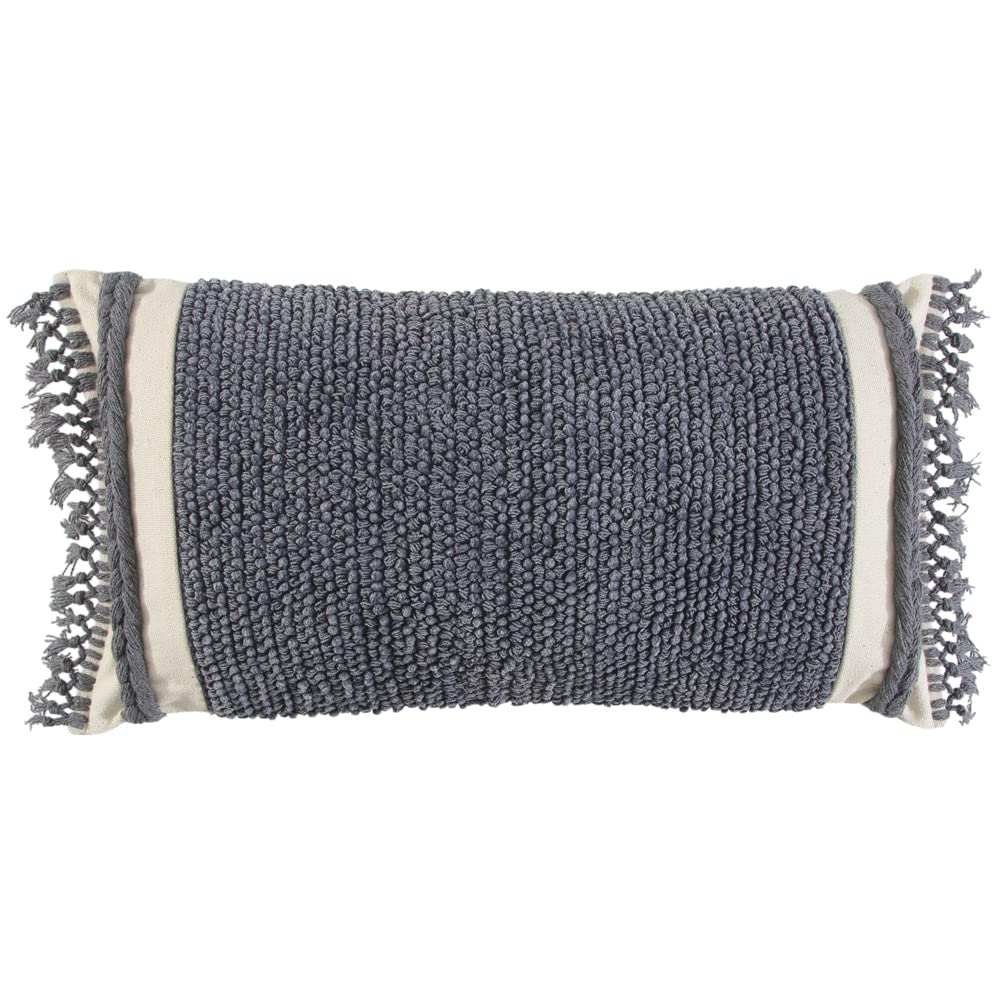 Rizzy Home 14" X 26" Woven Cotton Pillow Cover In Gray